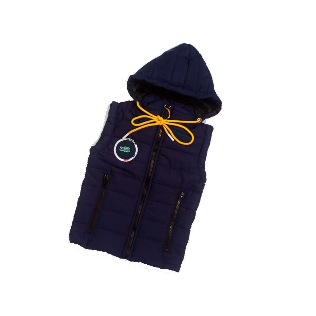 Pocket Zipp Style Crocodile Print Sleeveless Puffer Jacket - Ink Blue