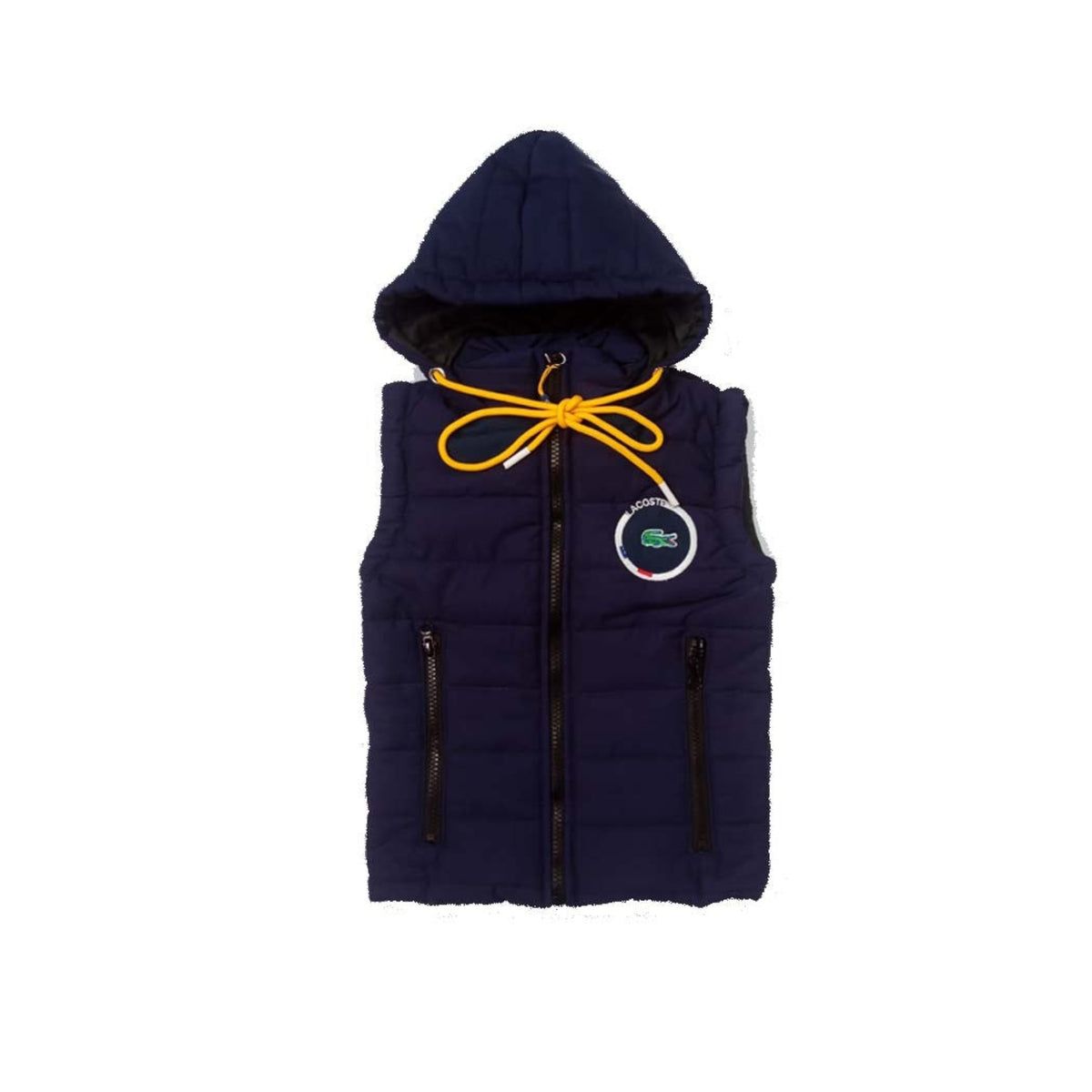 Pocket Zipp Style Crocodile Print Sleeveless Puffer Jacket - Ink Blue