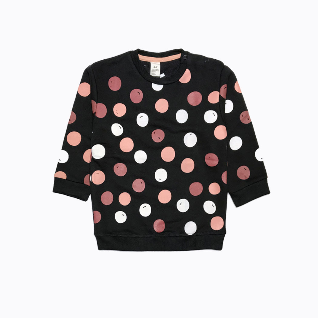Polka Dot Terry Sweatshirt - Black