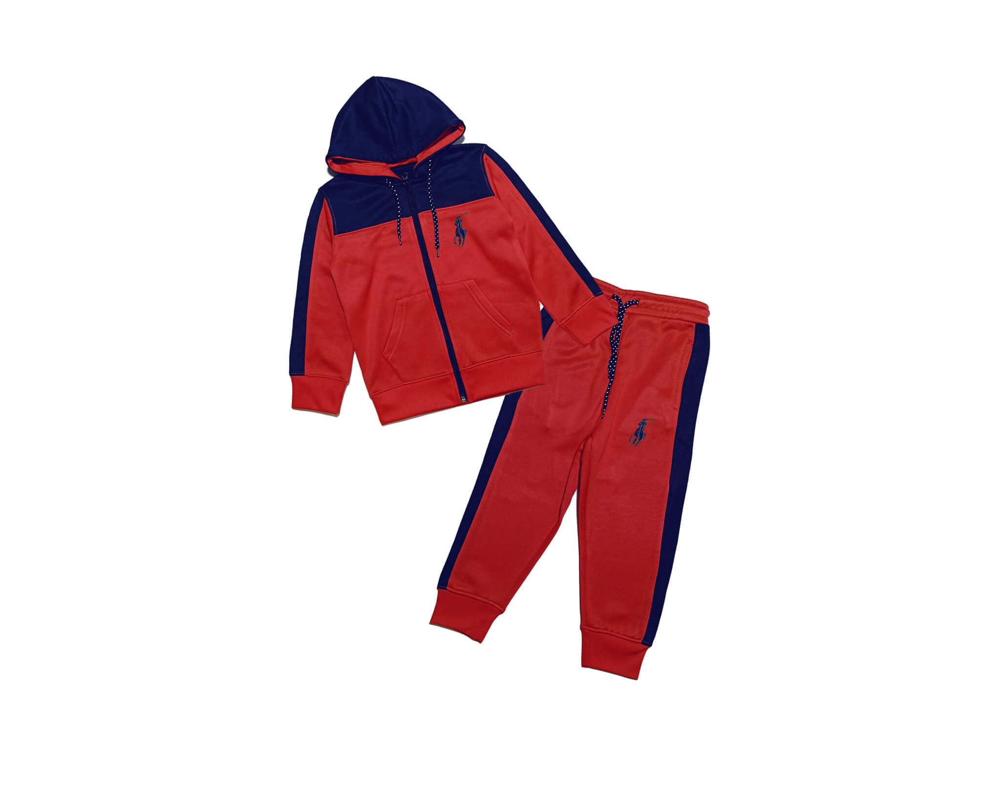 Polo logo Polyter Fleece Hoodie Tracksuit - Red