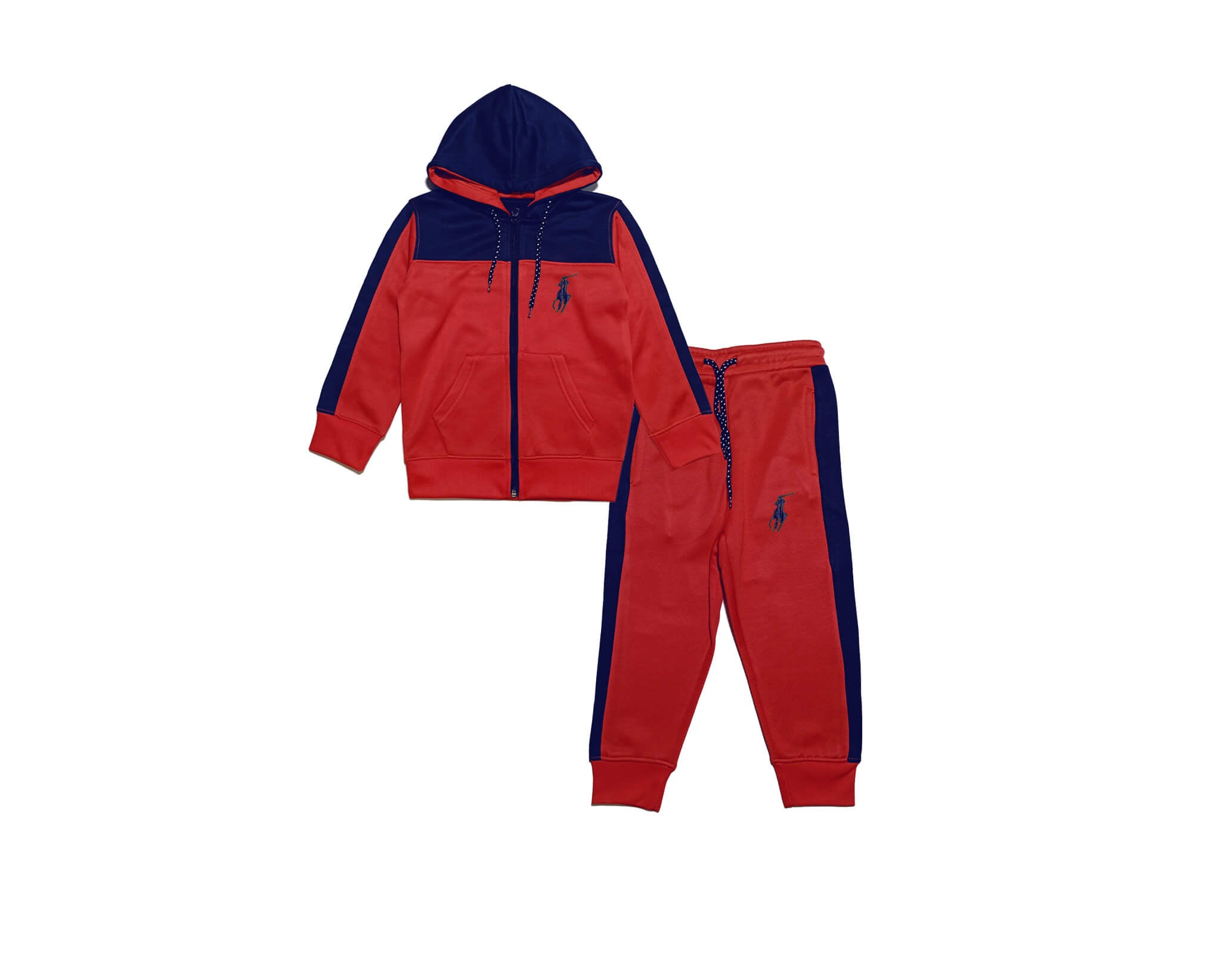 Polo logo Polyter Fleece Hoodie Tracksuit - Red