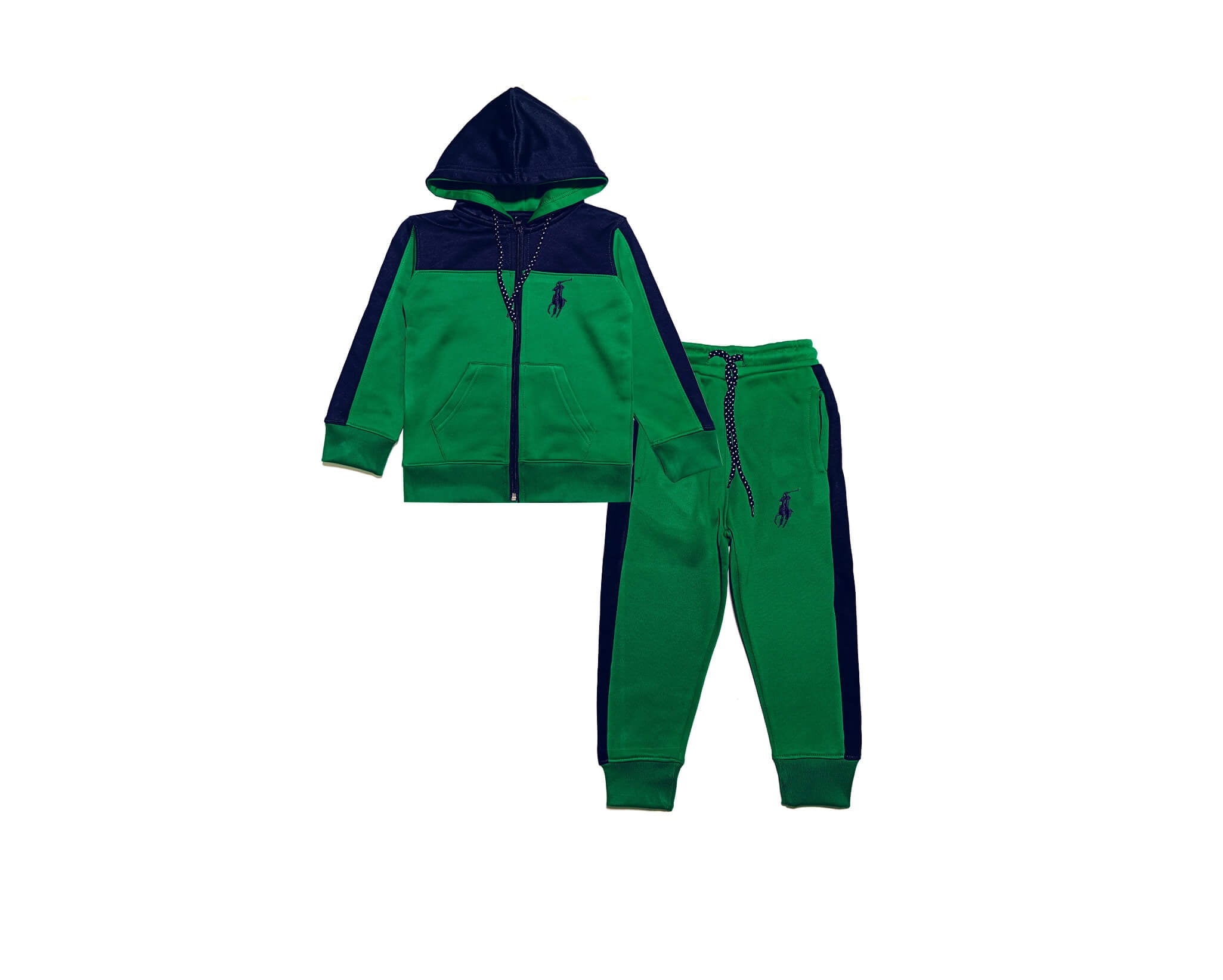 Polo logo Polyter Fleece Hoodie Tracksuit – Green