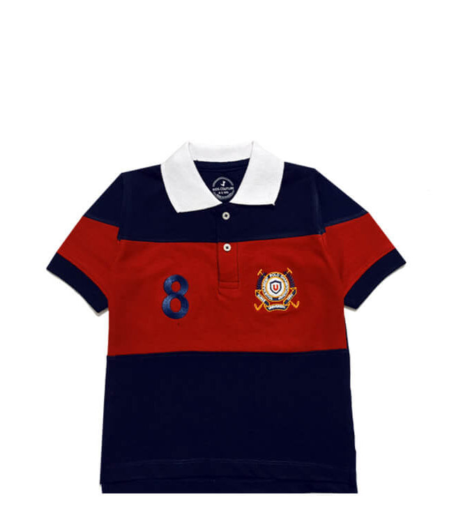 Polo Championship Penal Polo Shirt - Red & Navy Blue