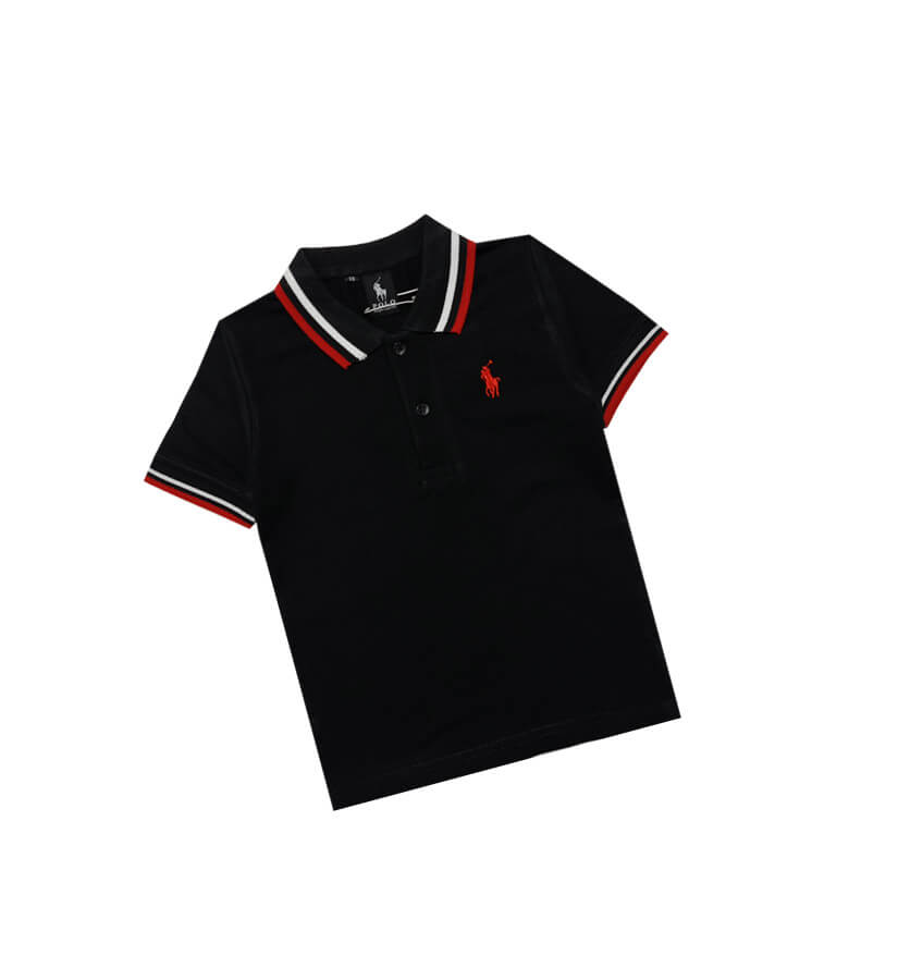 PoloLogoRed_WhiteTippingColarShirt-Black