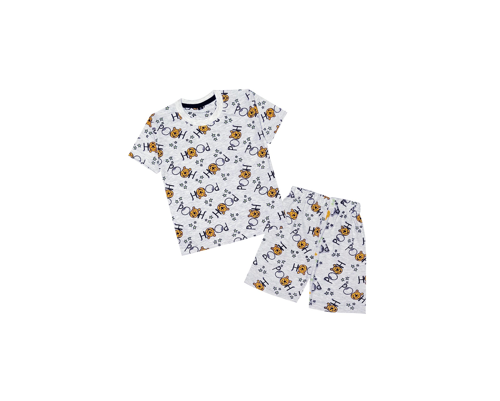 Pooh In Stars Tee Shirt &amp; Short Light-Grey