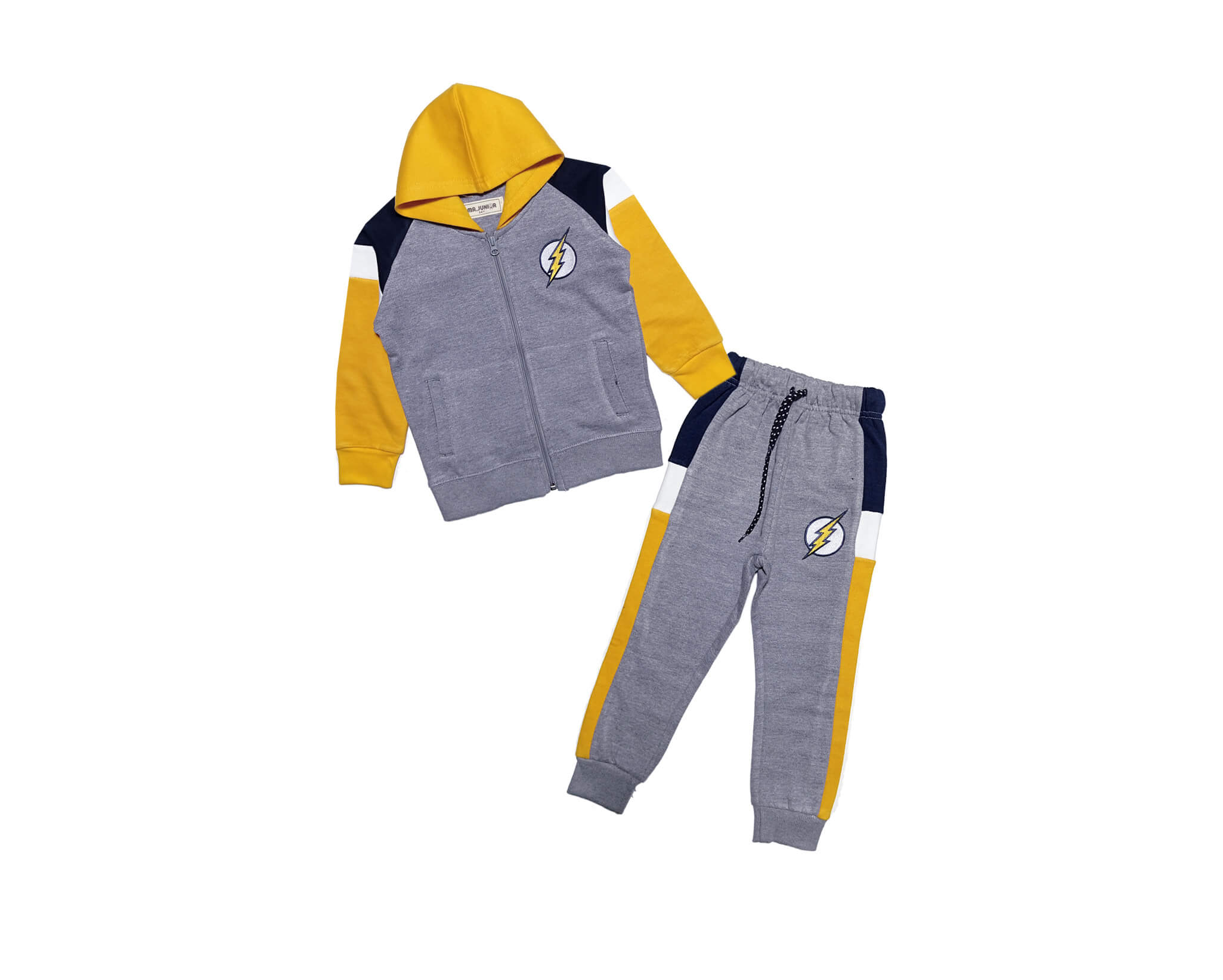 Powers Energy Pennal Zipper Hoodie Tracsuit -Grey &amp; Mustard
