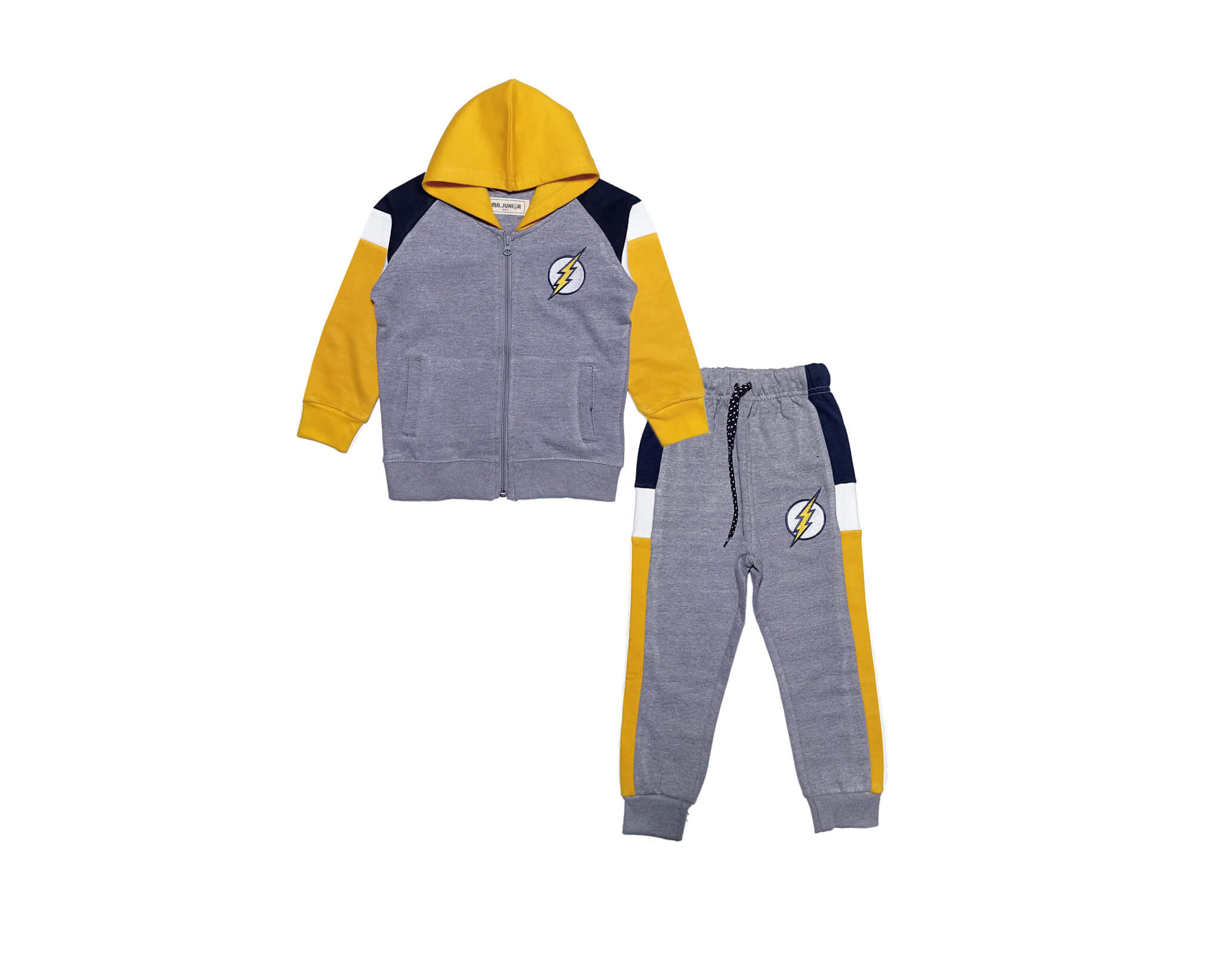 Powers Energy Pennal Zipper Hoodie Tracsuit -Grey &amp; Mustard