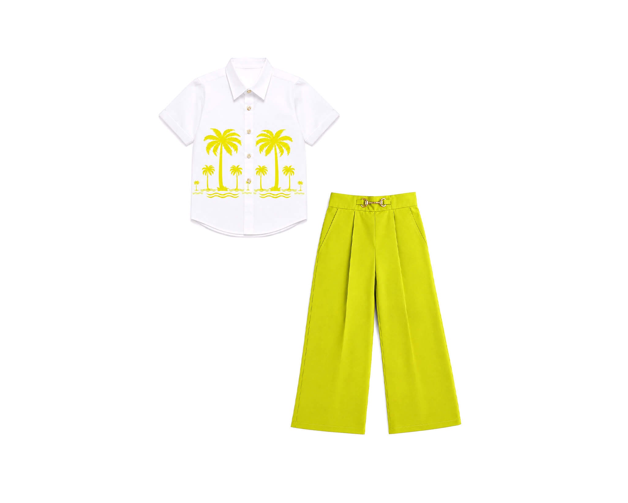 PremiumLookCasualCottonShirtWithWideLegPant-White_Green