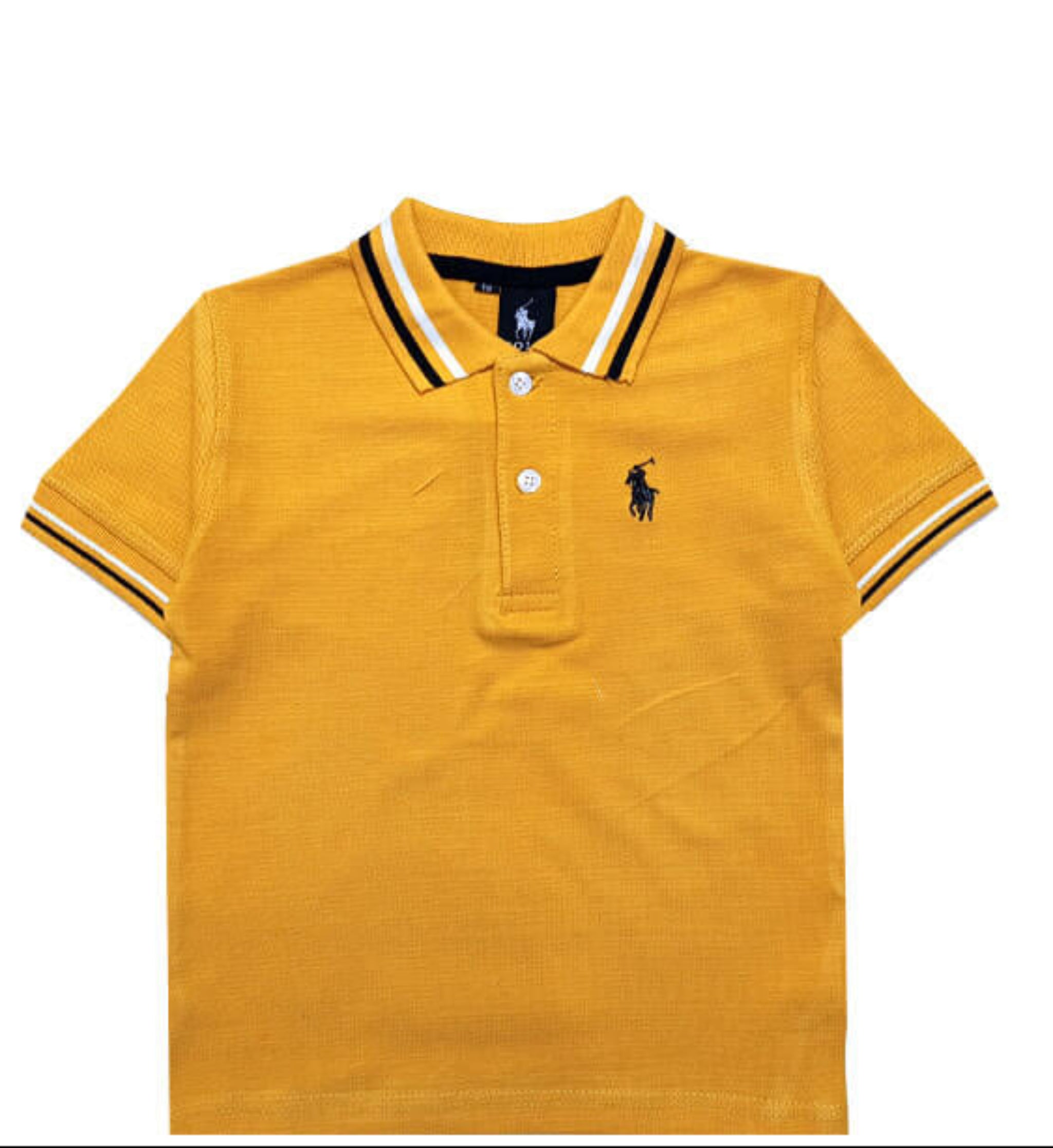 PremiumWhite_BlackTippingColarPoloLogoShirt-Yellow