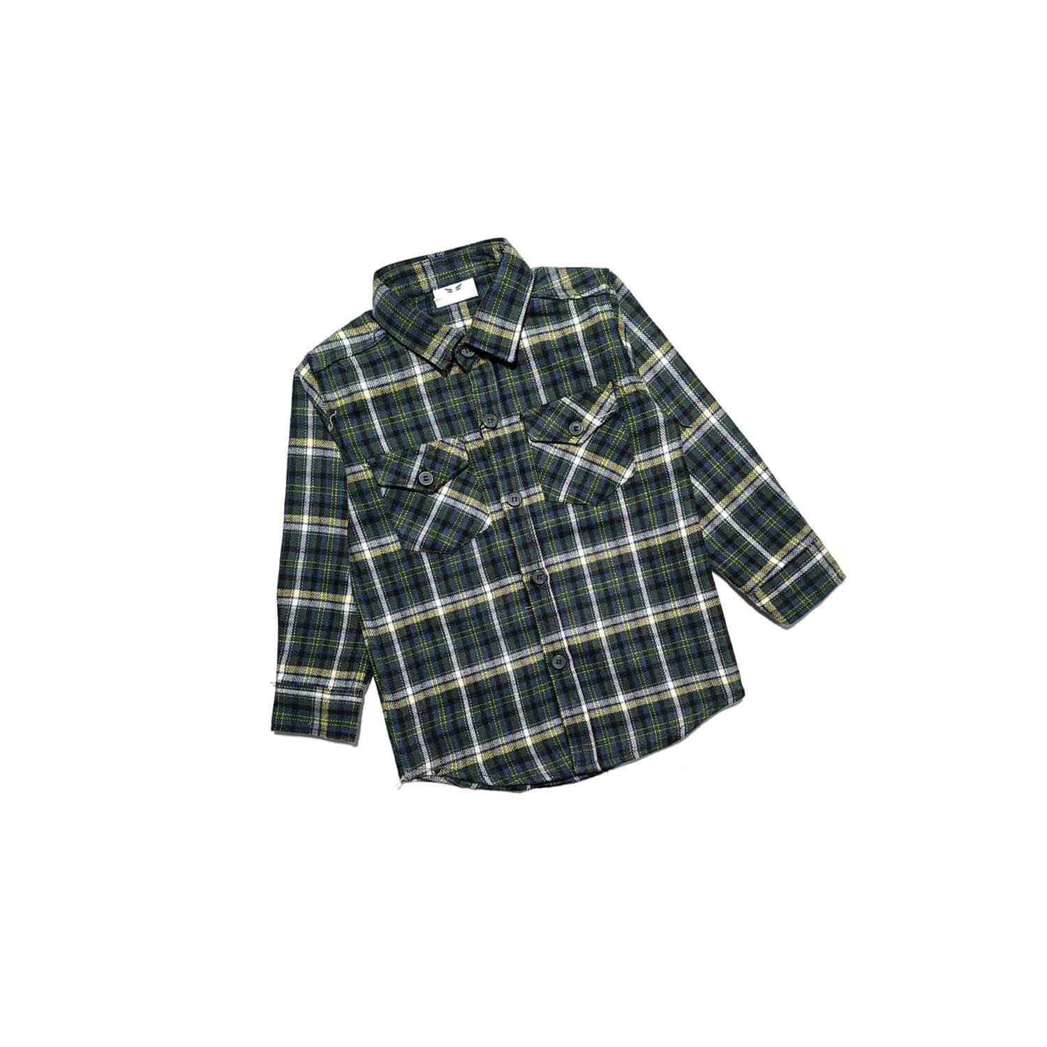 Premium Flannel Fabric Traditional Check Casual Shirt-Olive Green