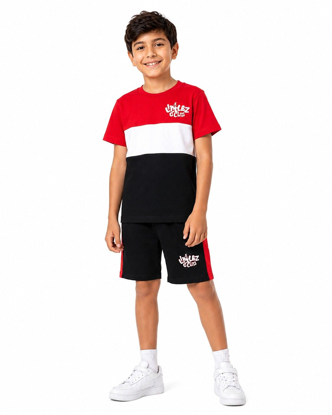 Premium Littlez Club Tee & Short - Red & Black