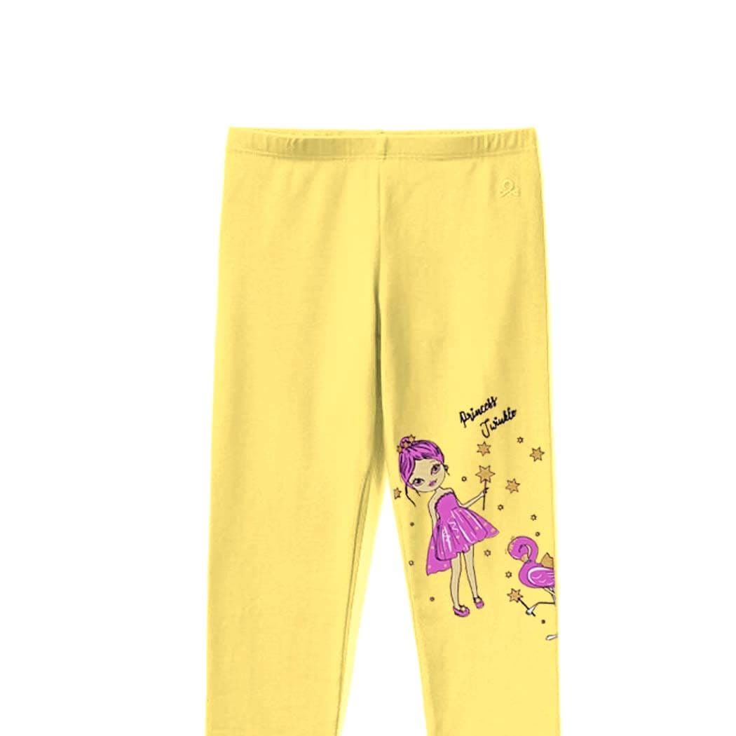 Princess Twinkle Cotton Tights - Lime Yellow