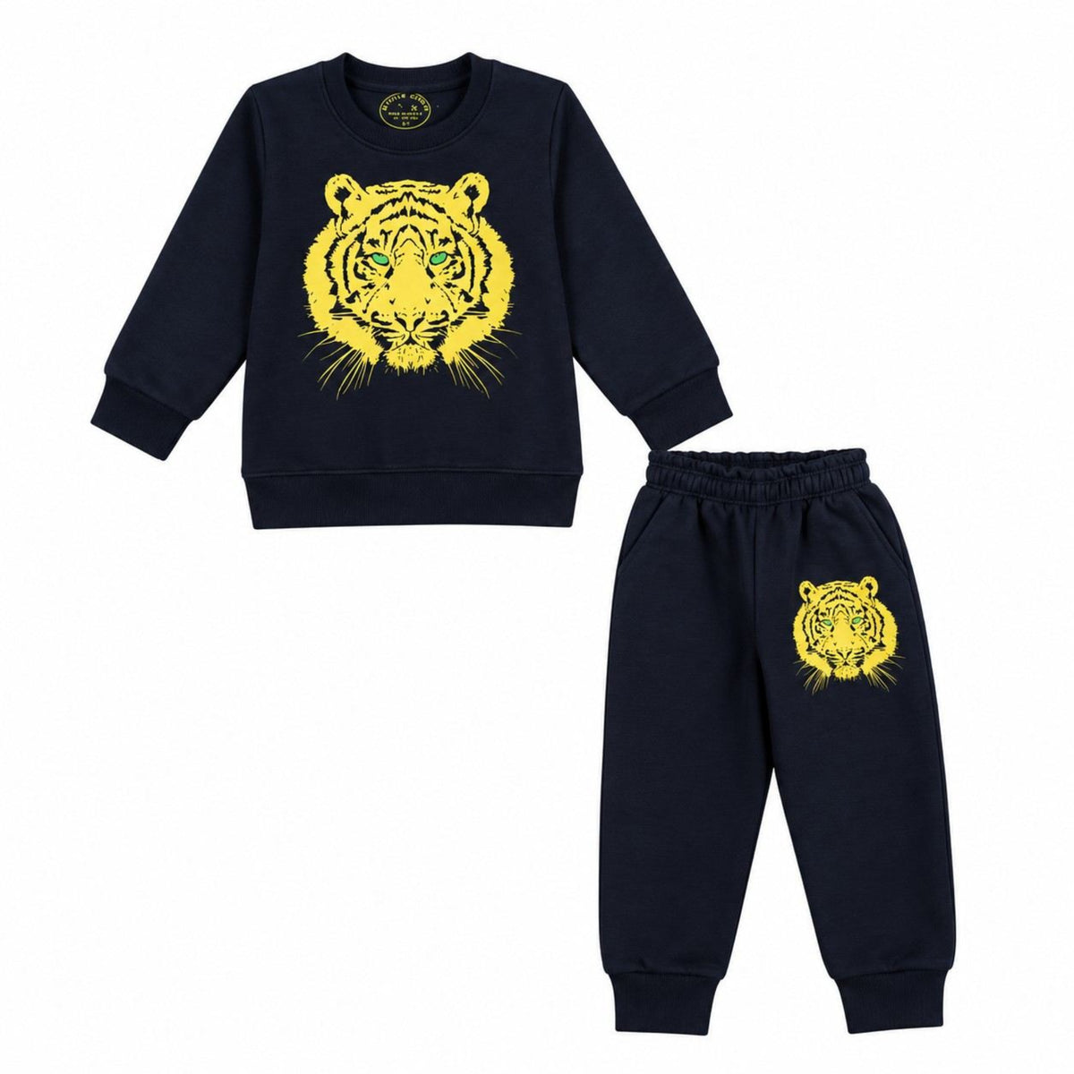 Print Golden Tiger Fleece Tracksuit - Black