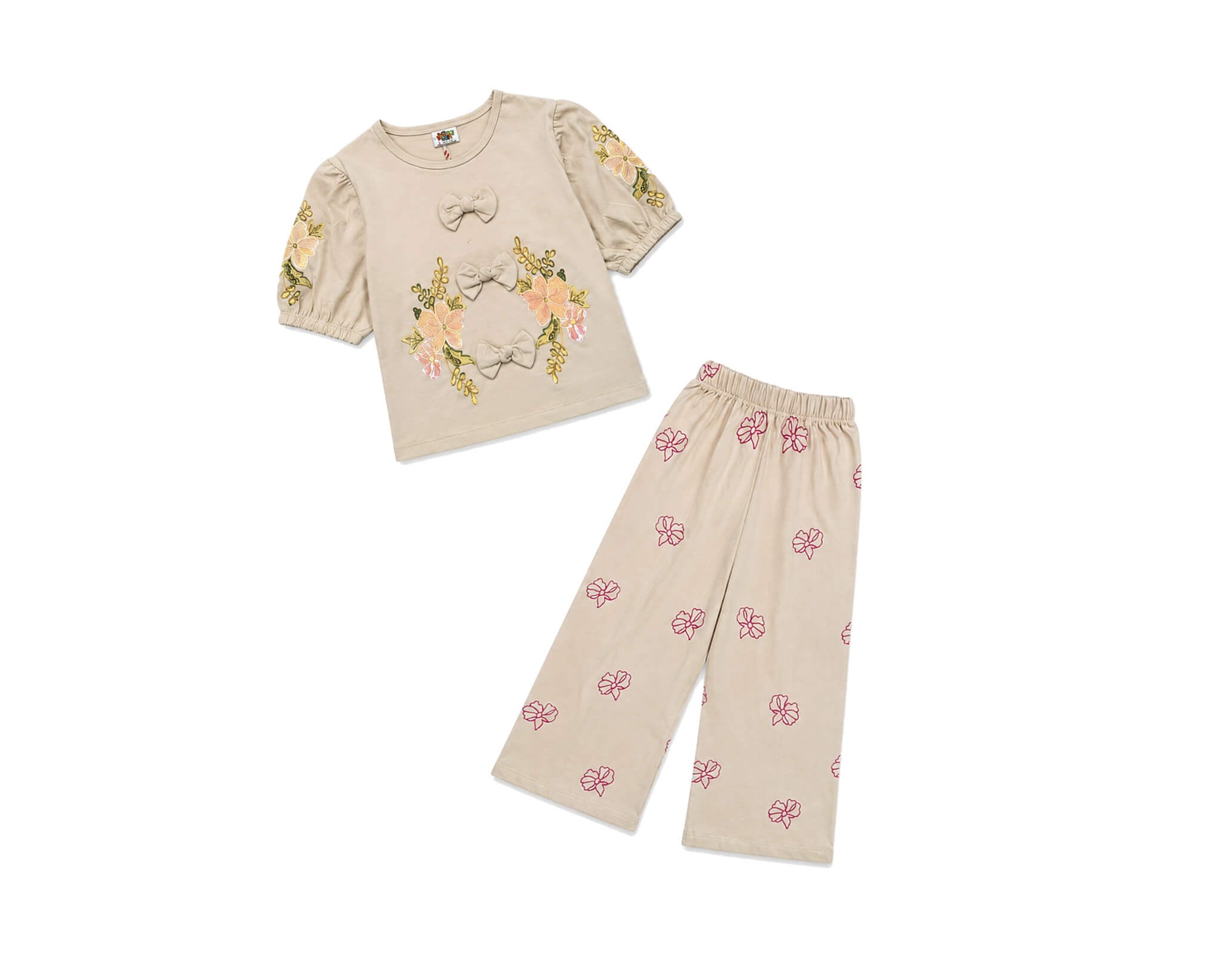 PrintedPuffSleeveWithCuteBowShirt_FlapperTrouser-Skin_1