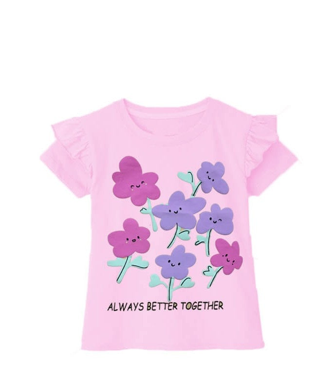 Purple Flowers Always Better rill Tee_Baby Pink