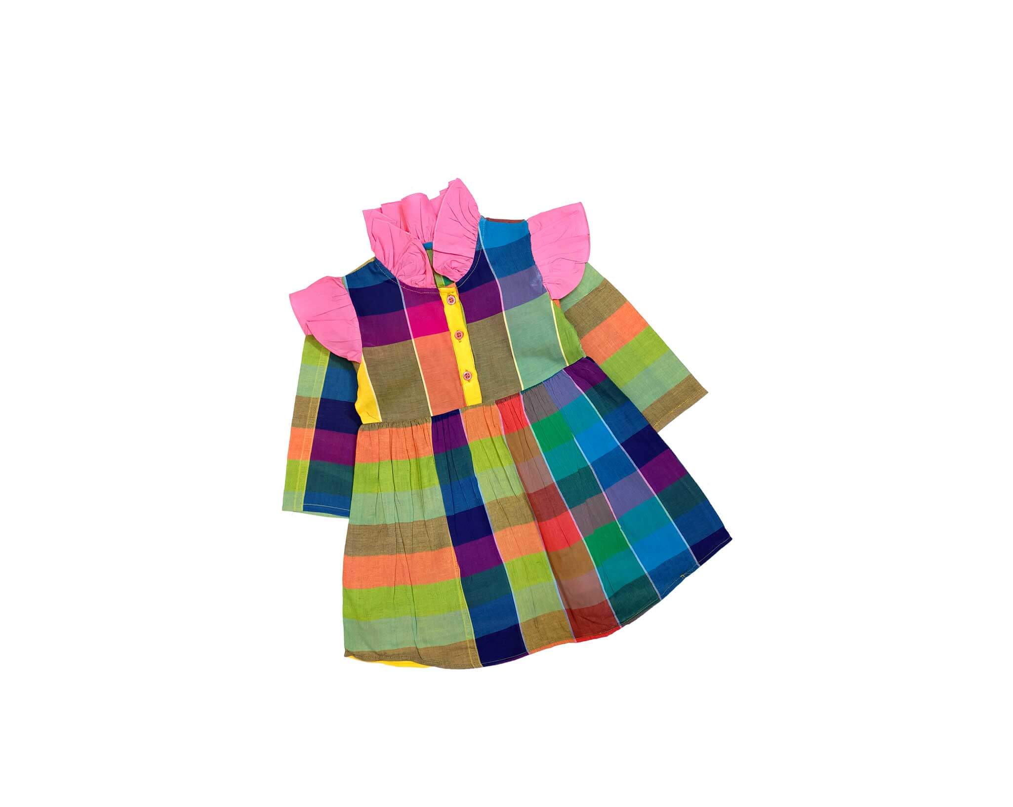 Rainbow Checks Cotton Frock