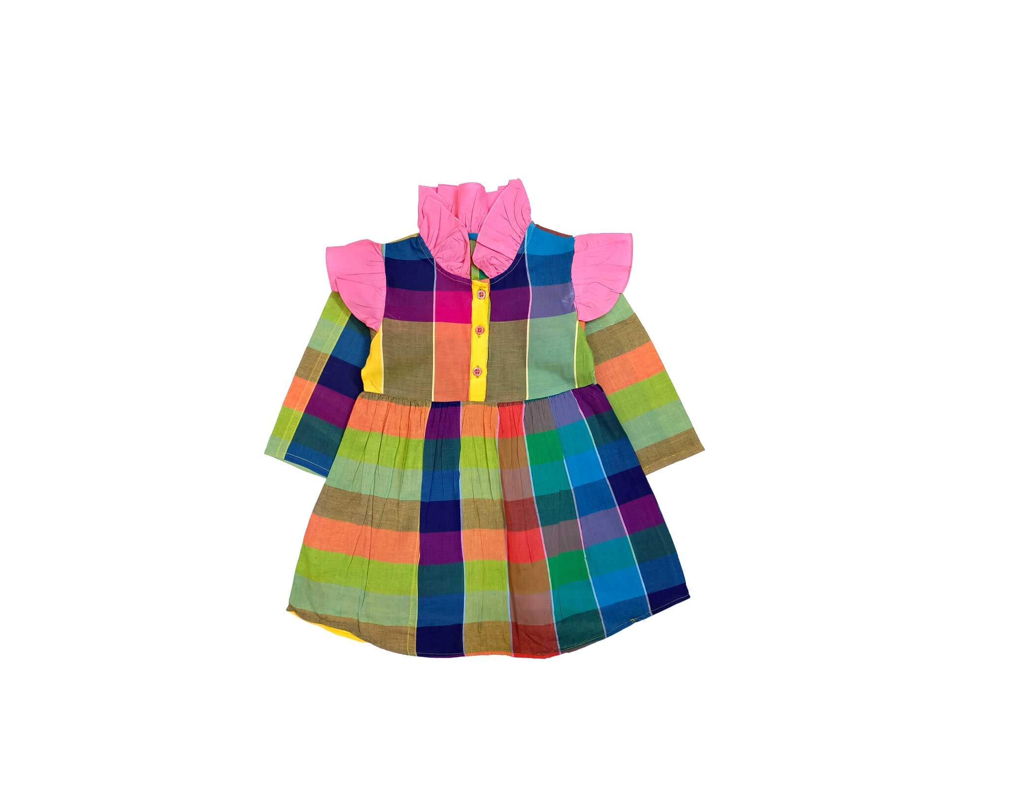 Rainbow Checks Cotton Frock