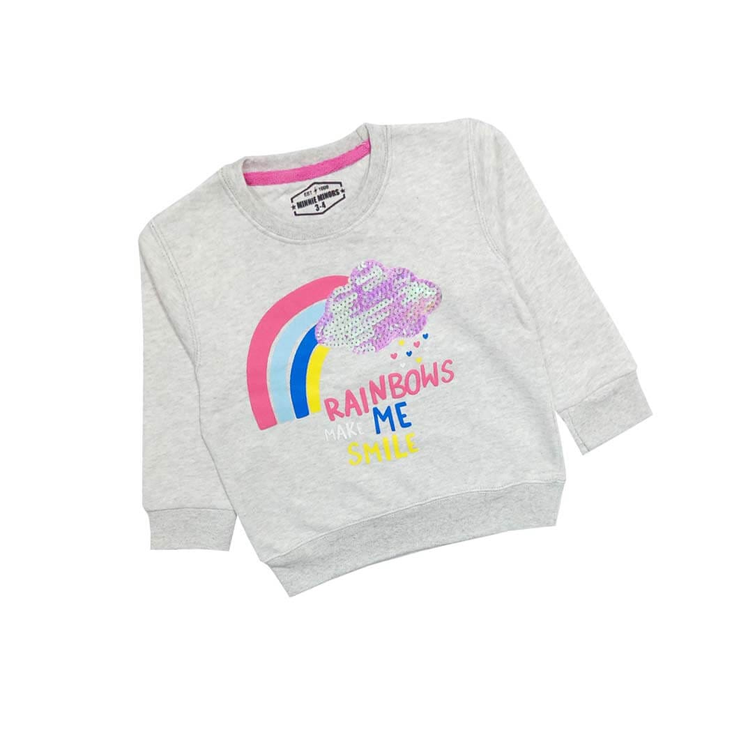 Rainbow Make Me Smile Sequence Sweatshirt - Gray