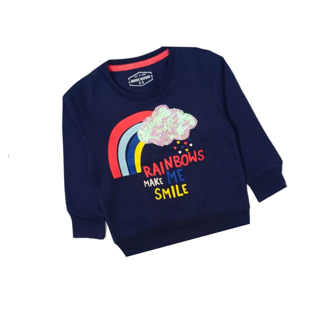 Rainbow Make Me Smile Sequence Sweatshirt - Navy Blue
