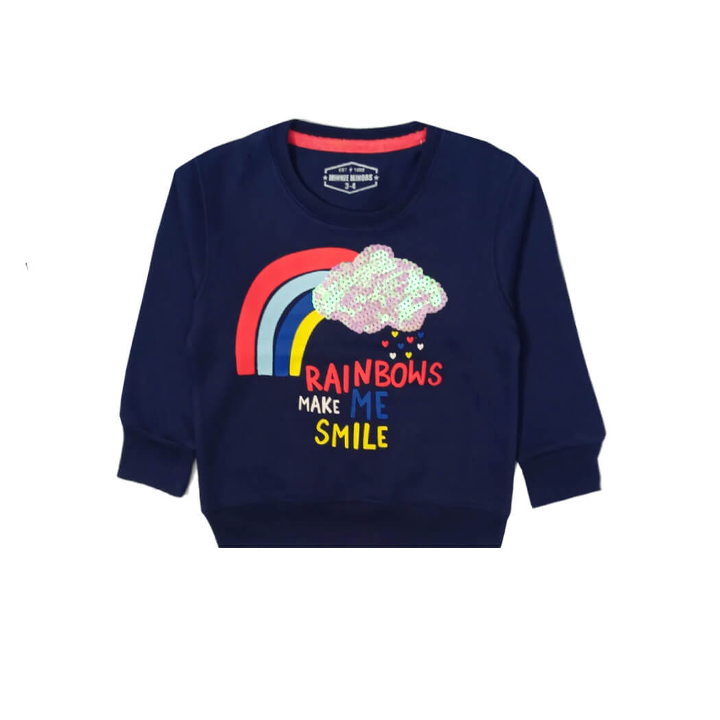 Rainbow Make Me Smile Sequence Sweatshirt - Navy Blue