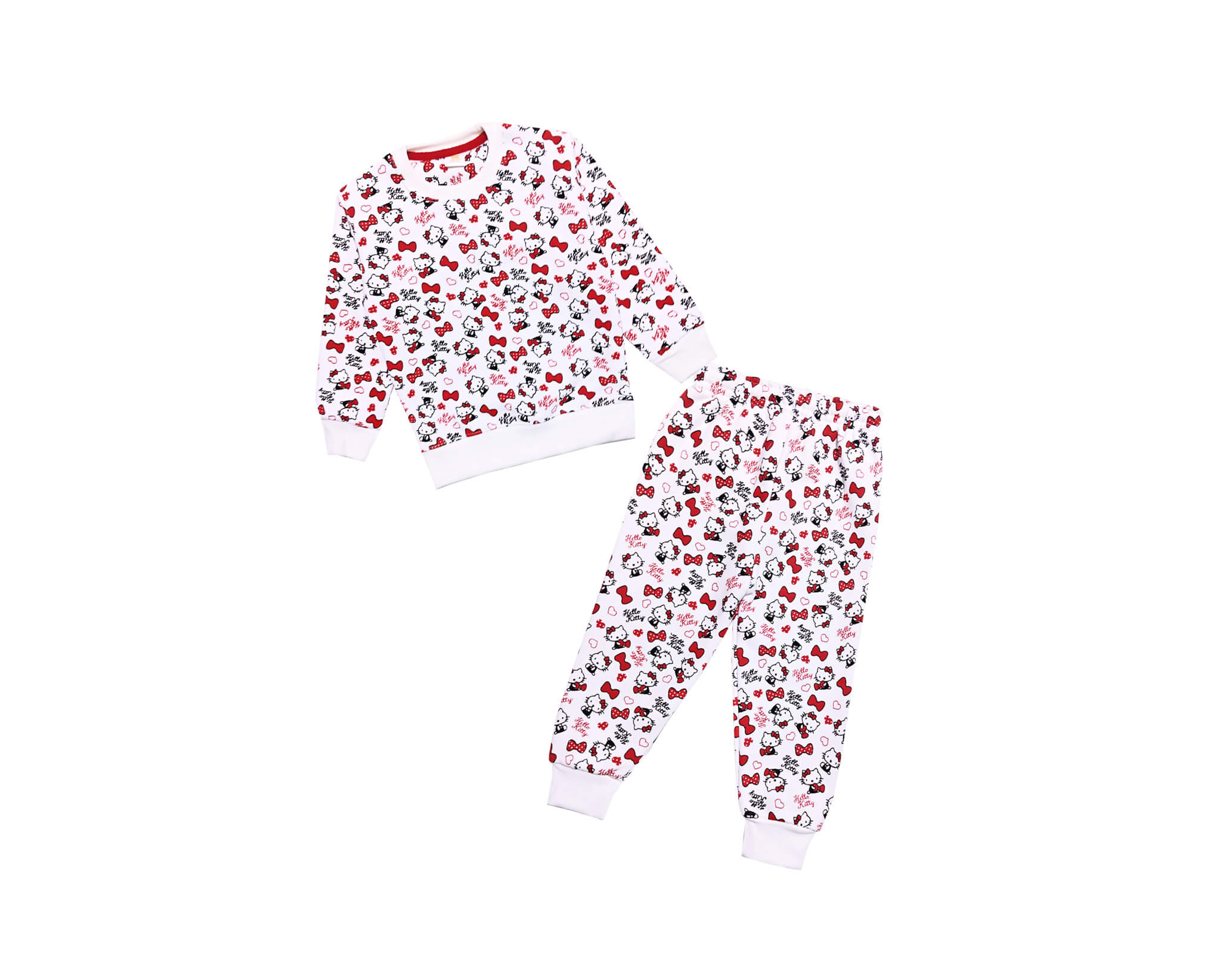 Red Bow Hello Kitty Fleece Tracksuit -White