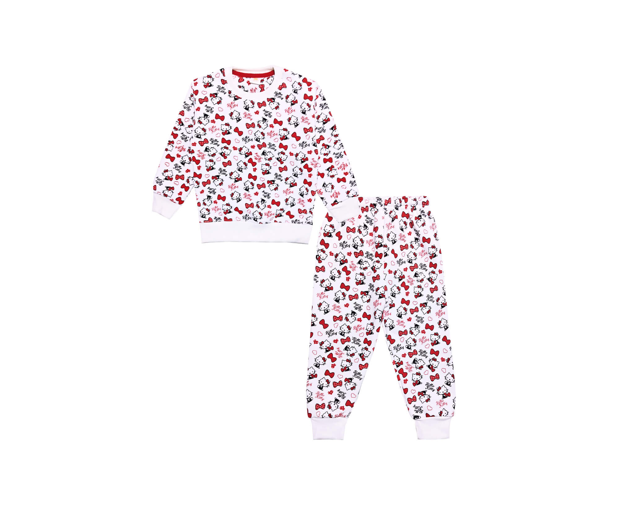 Red Bow Hello Kitty Fleece Tracksuit -White