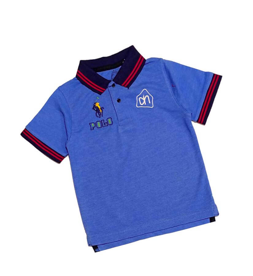 Red Double Tip Colar Polo Shirt - Blue