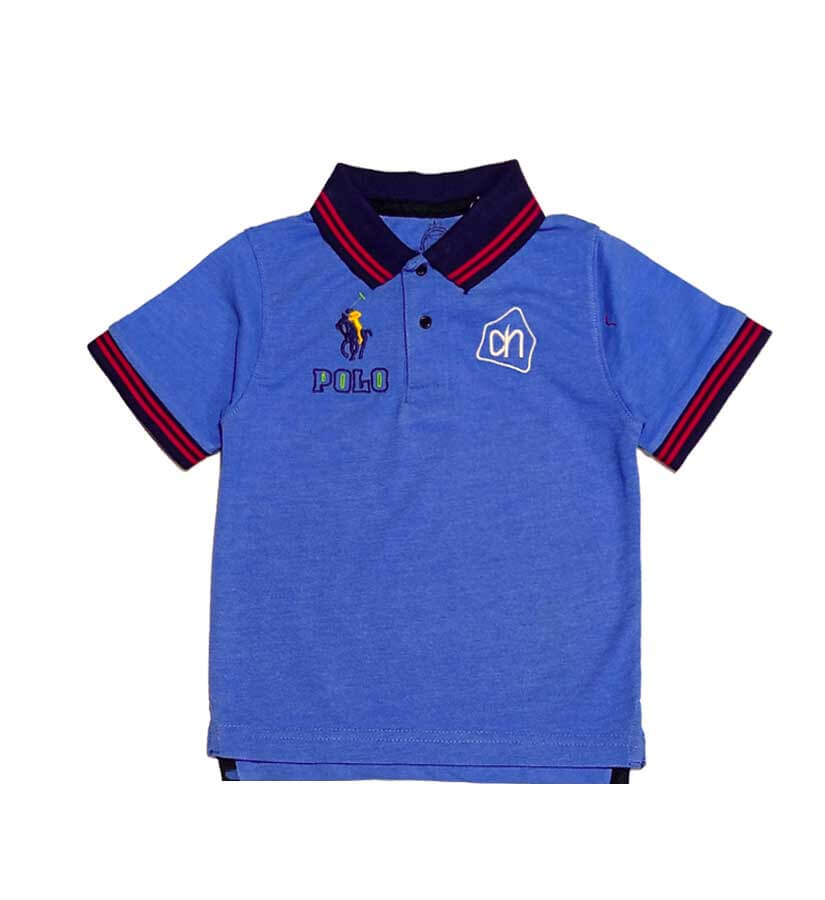 Red Double Tip Colar Polo Shirt - Blue