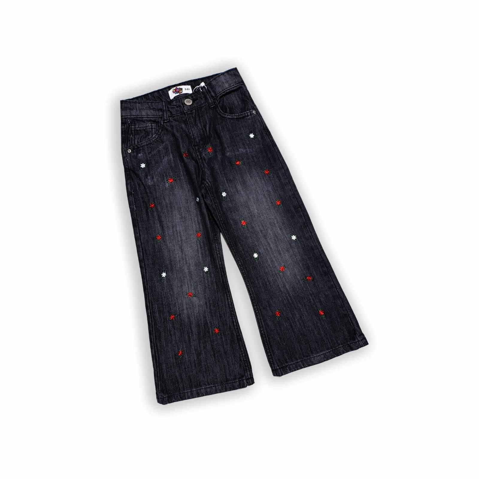 Red-White-Mini-Floral-Wide-Legs-Denim-Pant-Charcoal-1
