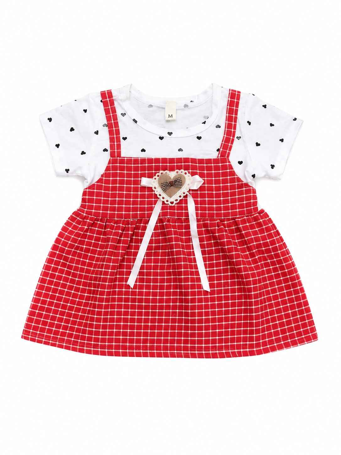 Red Checked Heart Frock - Red & White