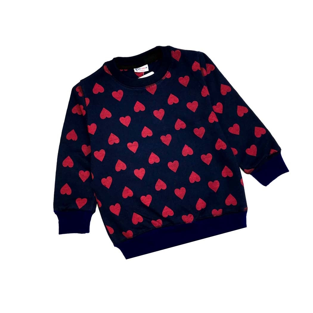 Red Hearts Pattern Sweatshirt – Navy Blue-1