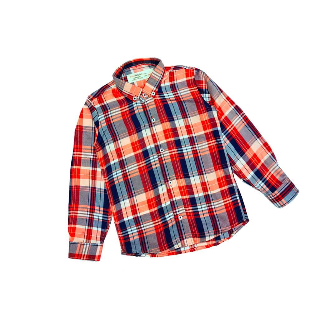 Regular Fit Plaid Casual Shirt Orange-1