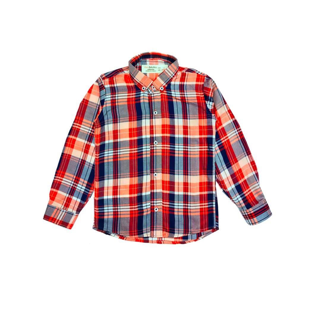Regular Fit Plaid Casual Shirt Orange
