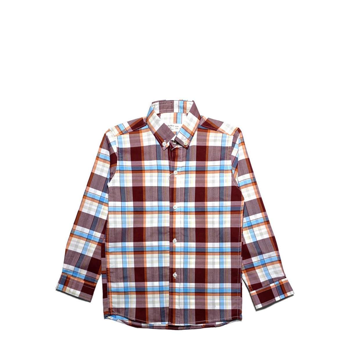 Requler Fit Brown Checked Casual Shirt-White Brown