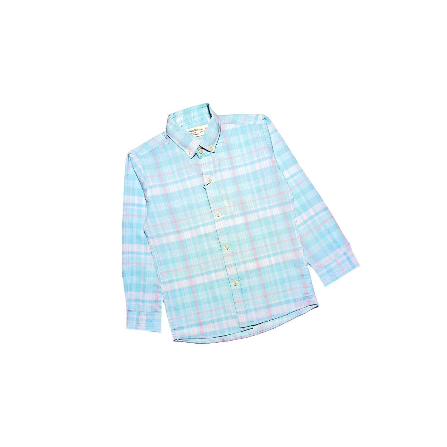Requler Fit Checked Casual Shirt Aqua-1