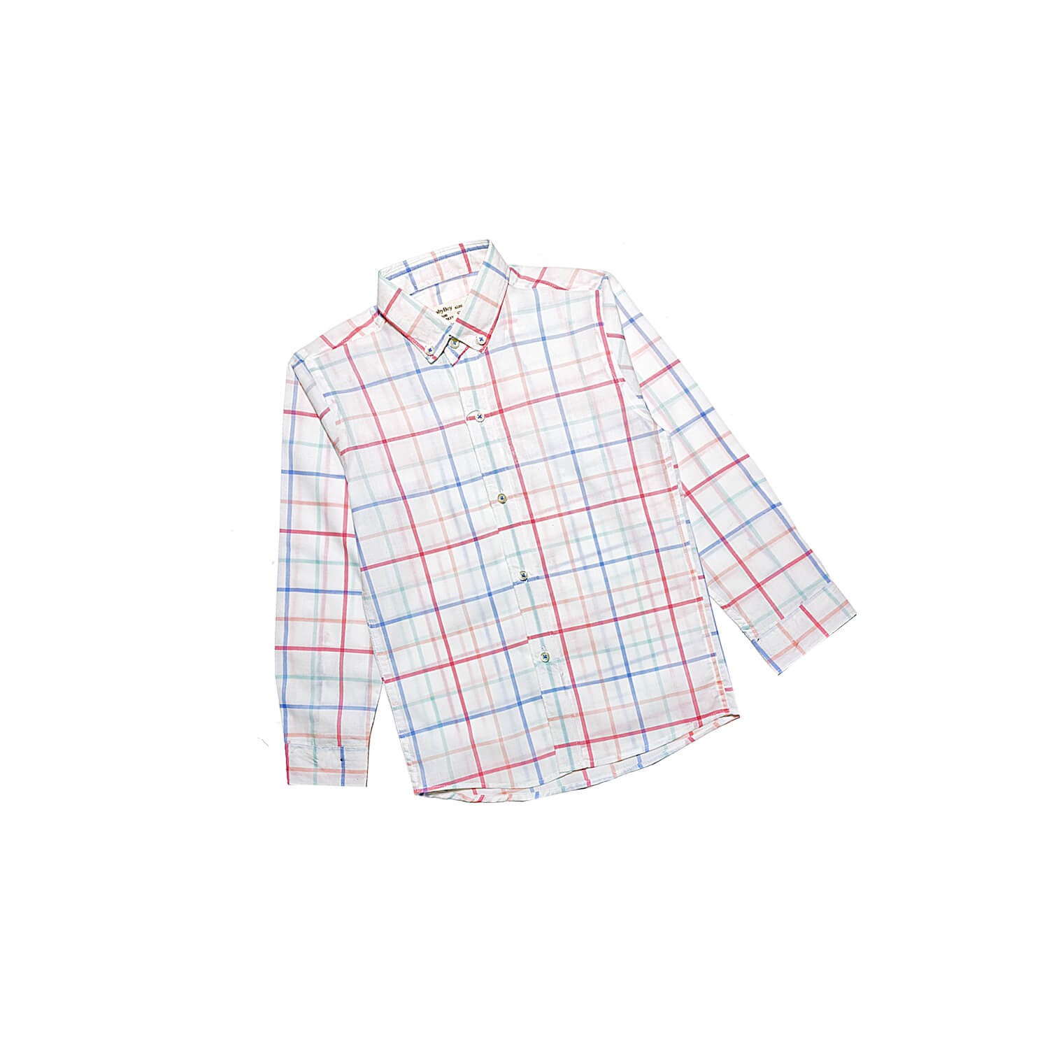 Requler Fit Linning Checked Casual Shirt-White-1