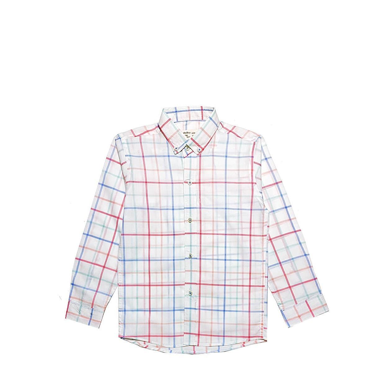 Requler Fit Linning Checked Casual Shirt-White