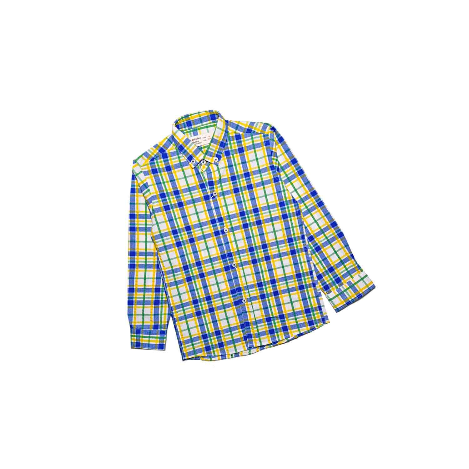 Requler Fit Yellow Line Checked Casual Shirt-off white-1