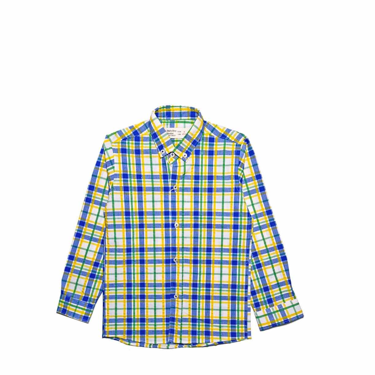 Requler Fit Yellow Line Checked Casual Shirt-off white