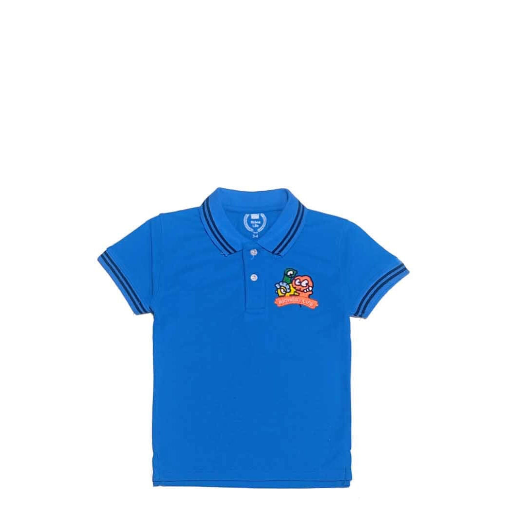 Richest Life Black Tipping Colar Polo Shirt - Blue