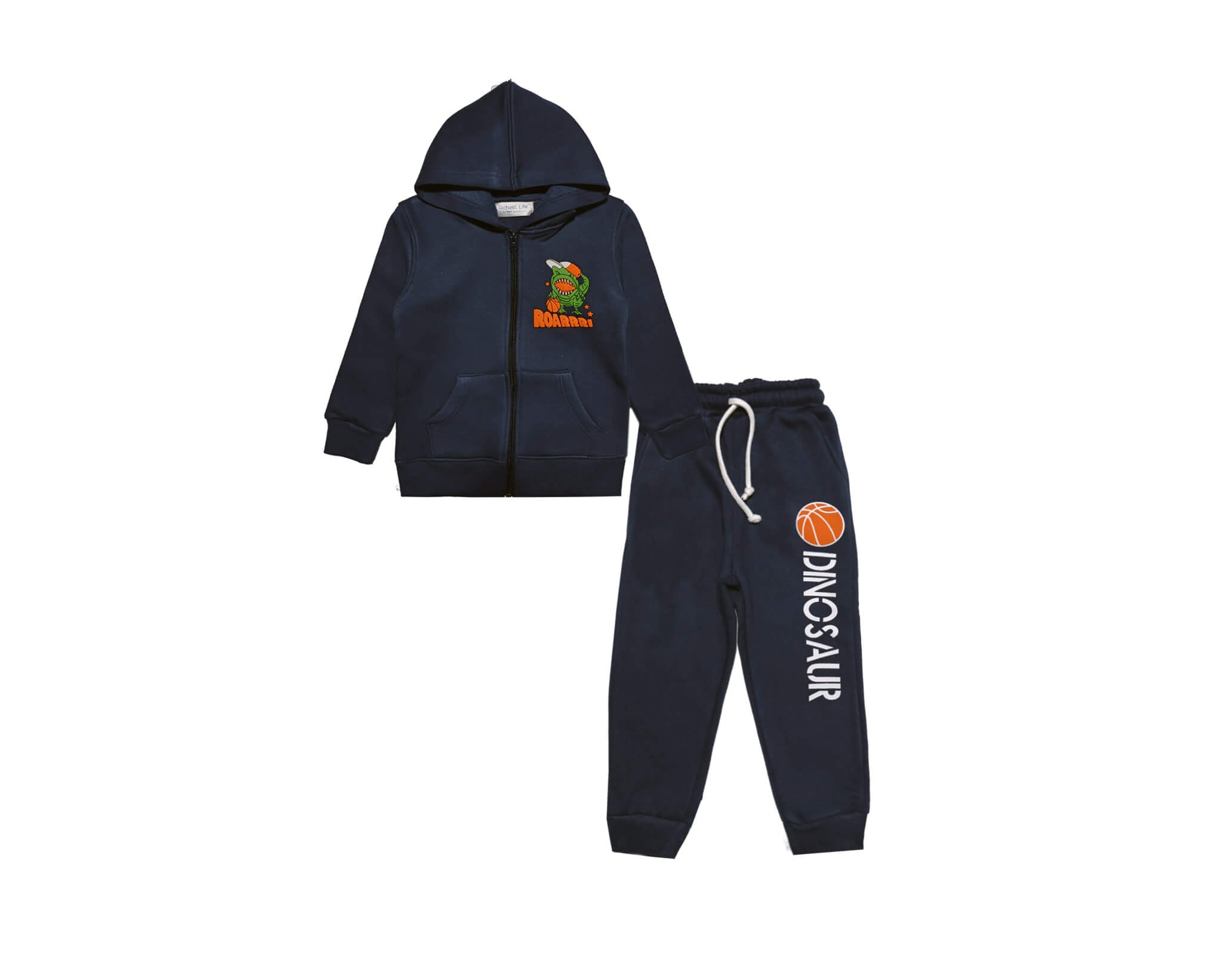 Roar Dinosaur Fleece Hoodie Tracksuit -Dark Grey