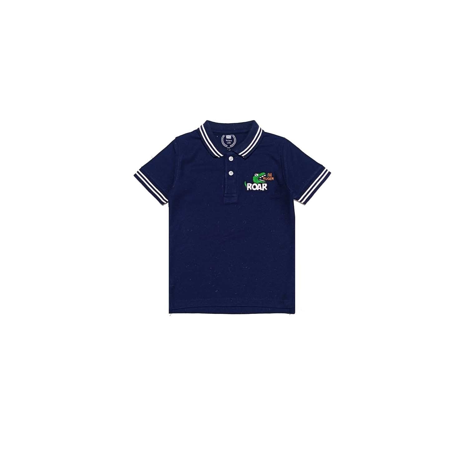 RoarWhiteTippingColarPoloShirt-NavyBlue