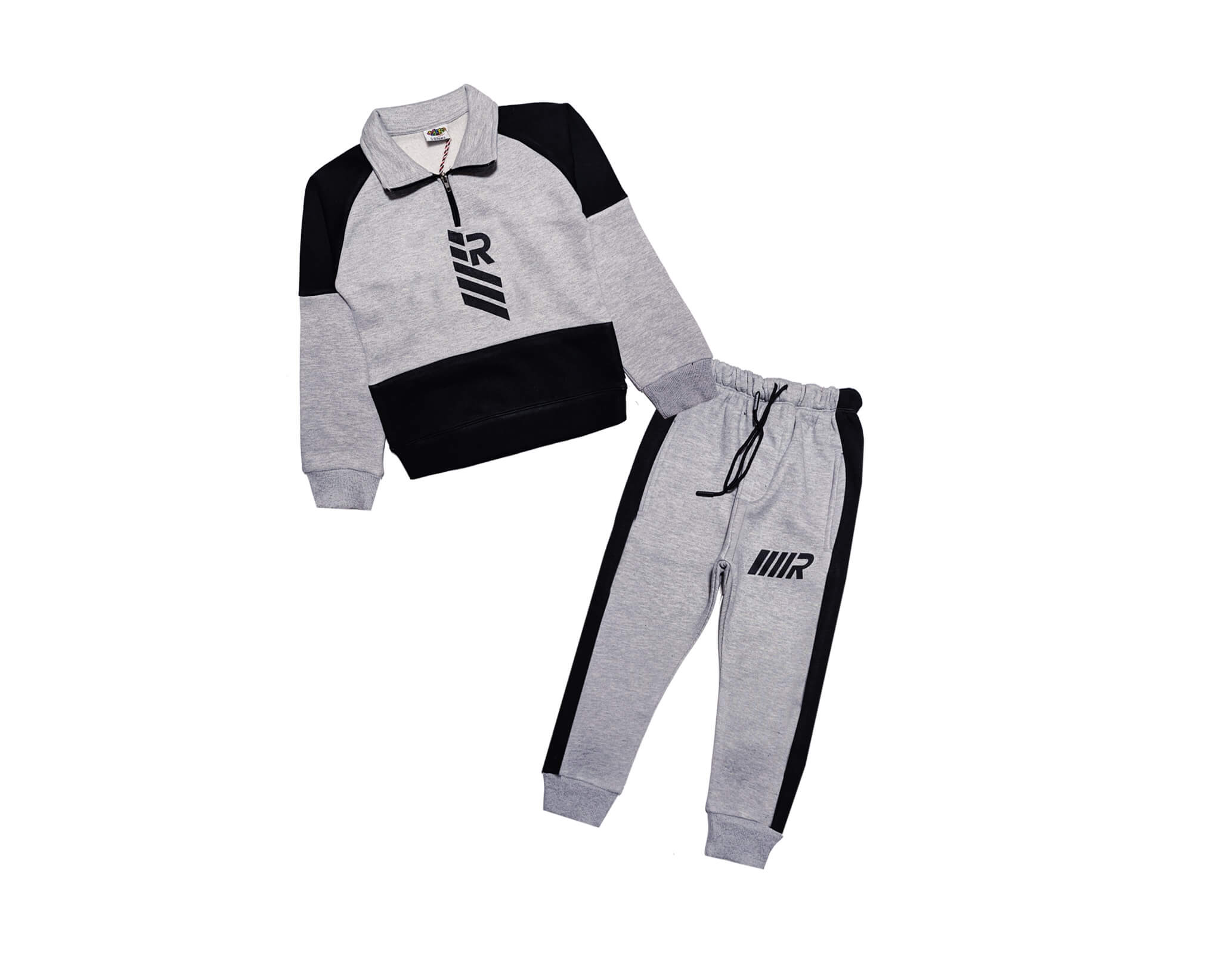 Rock Penal Mock Neck Fleece Tracksuit - Heather grey