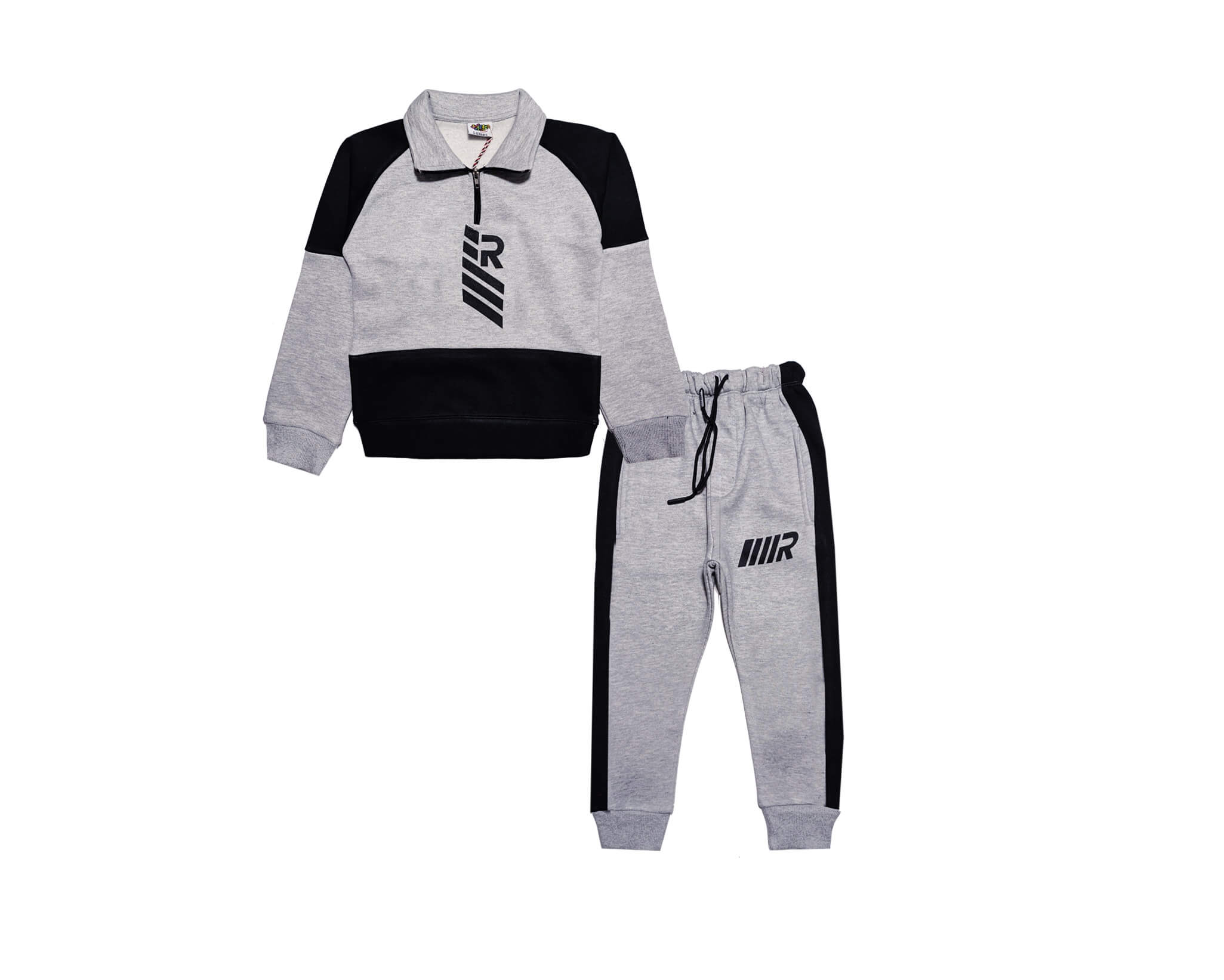 Rock Penal Mock Neck Fleece Tracksuit - Heather grey