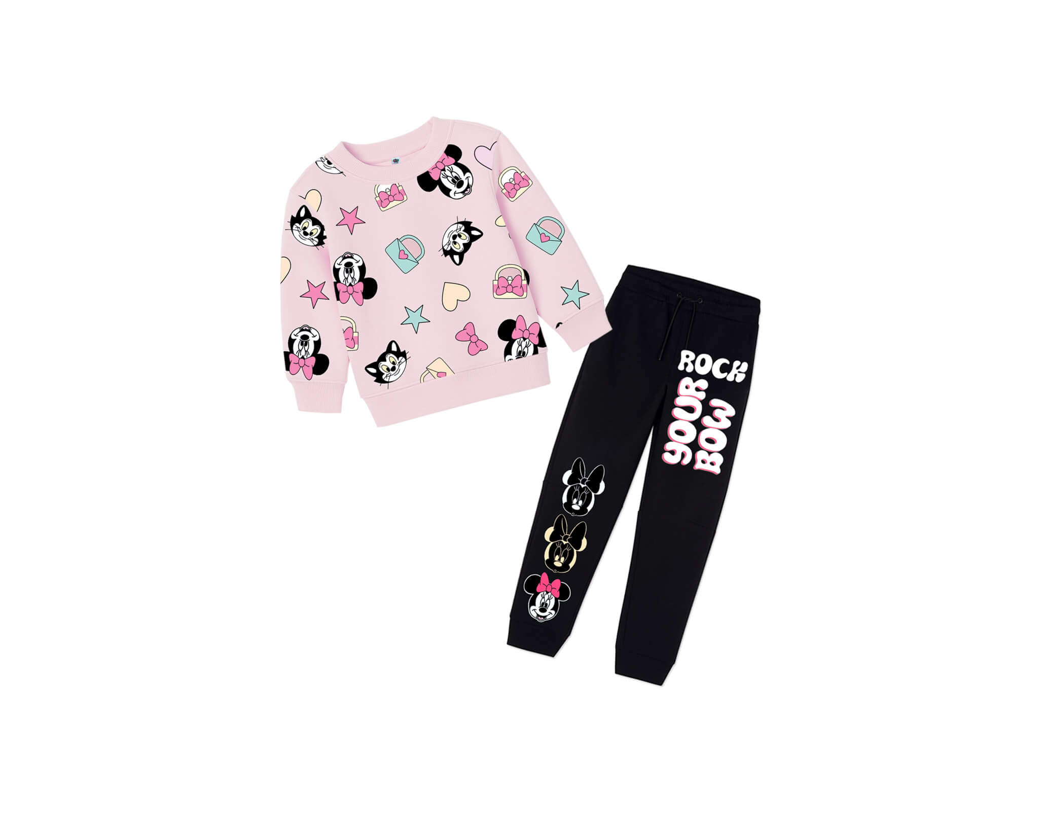Rock Your Bow Fleece Tracksuit Baby Pink &amp; Black