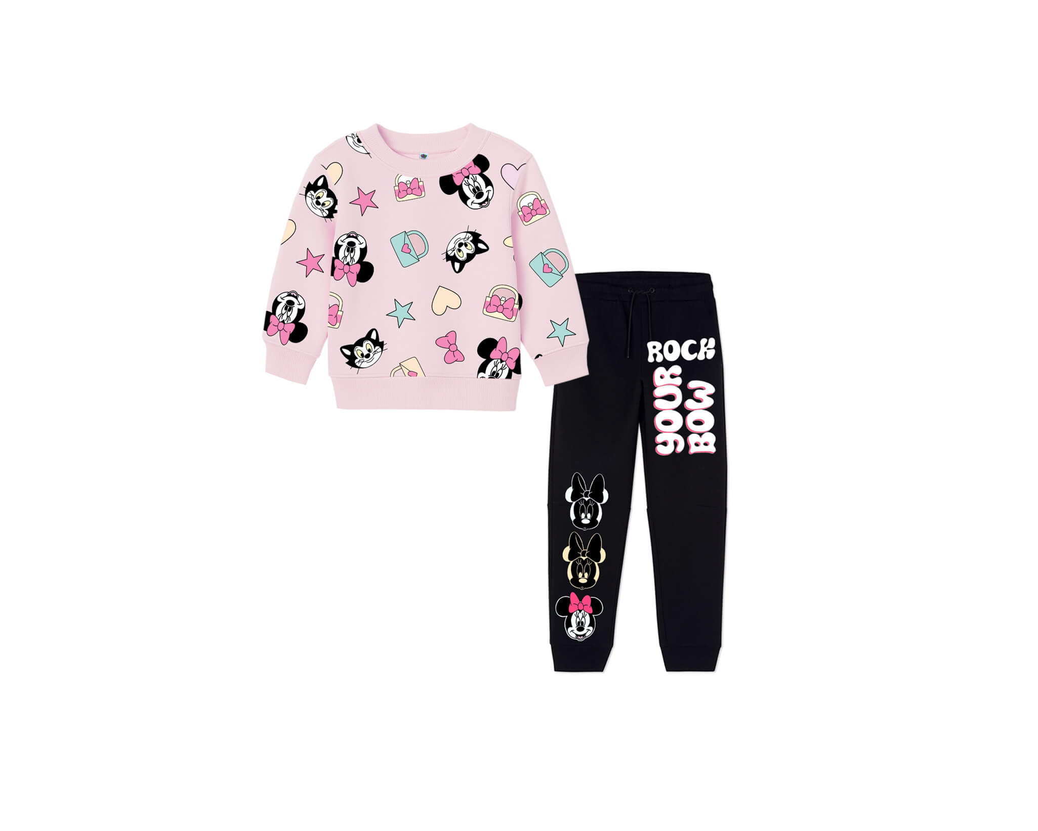 Rock Your Bow Fleece Tracksuit Baby Pink &amp; Black