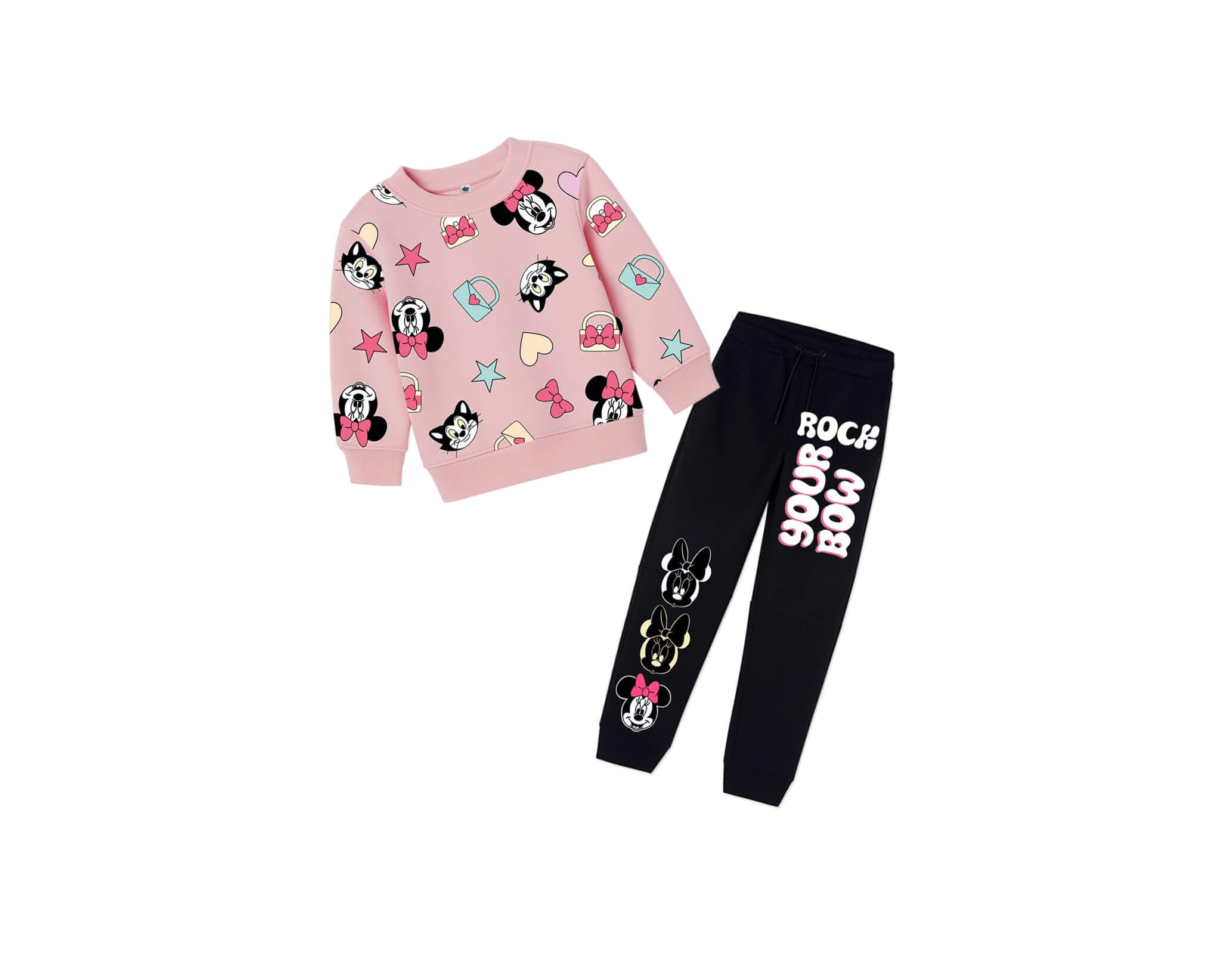 Rock Your Bow Fleece Tracksuit -Tea Pink &amp; Black