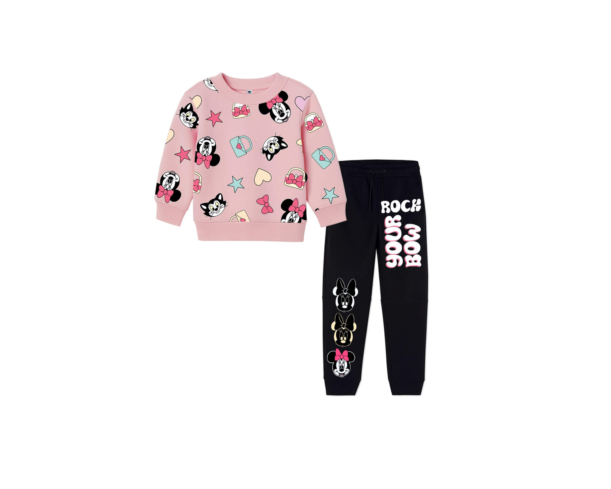 Rock Your Bow Fleece Tracksuit -Tea Pink &amp; Black