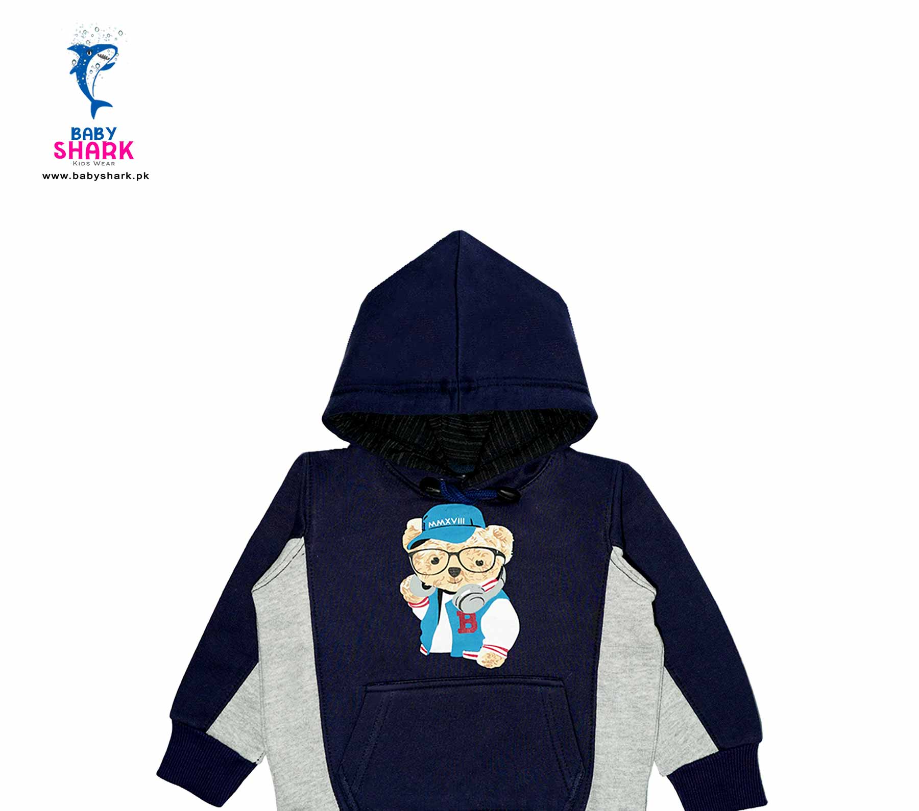 Rocking Bear - Fleece Hoody Navy Blue &amp; Gray