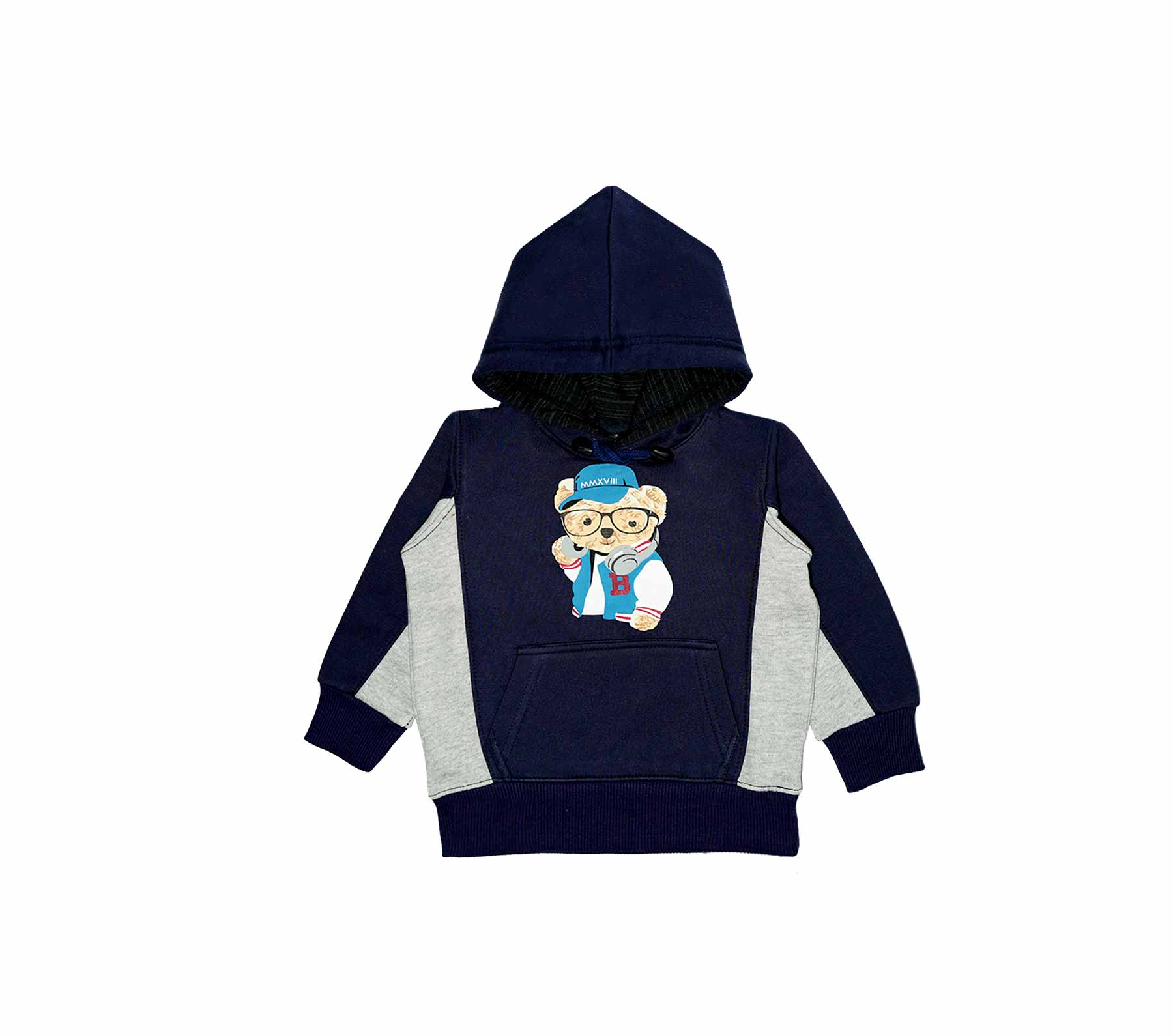 Rocking Bear - Fleece Hoody Navy Blue &amp; Gray